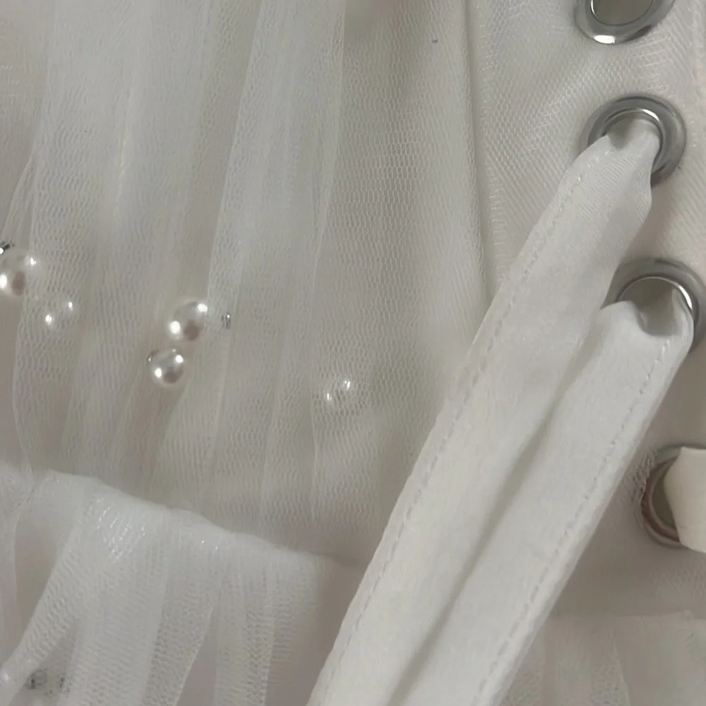 NWT WHITE PEARL DRESS: Ava Gowns Pearl Mini Dress - BRIDAL/ ENGAGEMENT DRESS - Picture 7 of 8